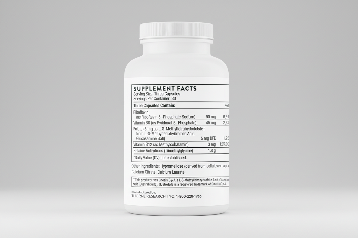 Supplement bottle with label on a white background
