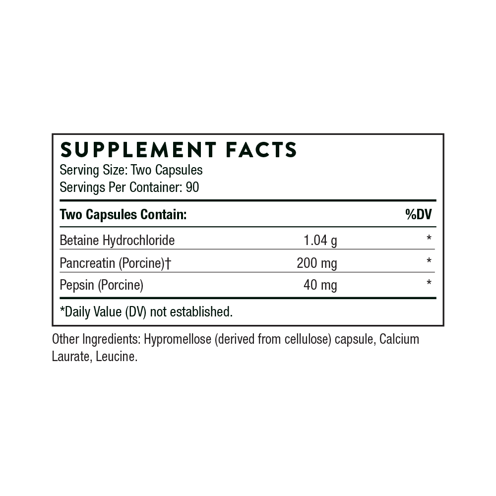 Supplement facts label with detailed nutritional information on a white background