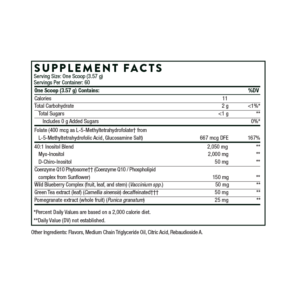 Supplement facts label on a white background