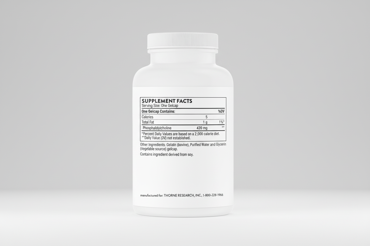 Supplement bottle with label on a white background