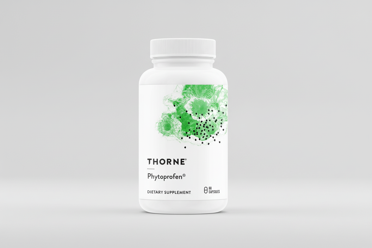 Thorne Phytoprofen dietary supplement bottle on a white background