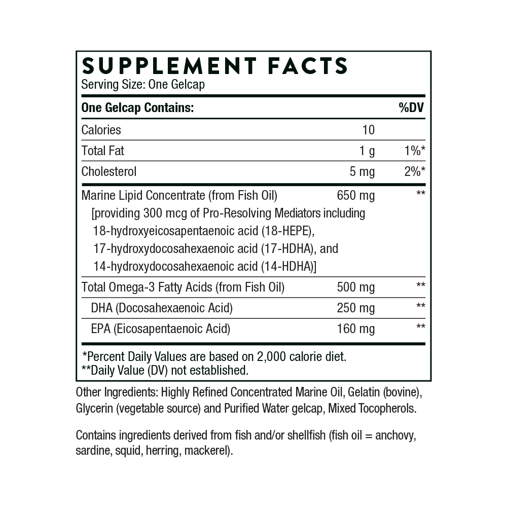 Supplement facts label for a gelcap product on a white background