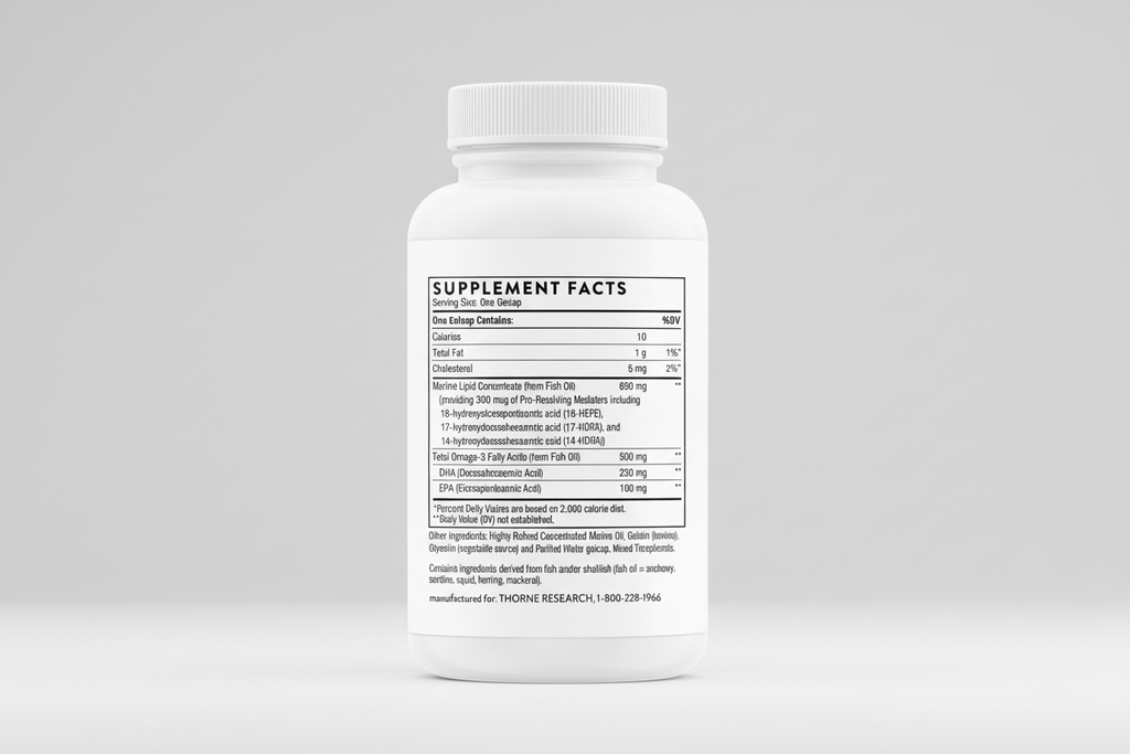 Supplement bottle with label on a white background