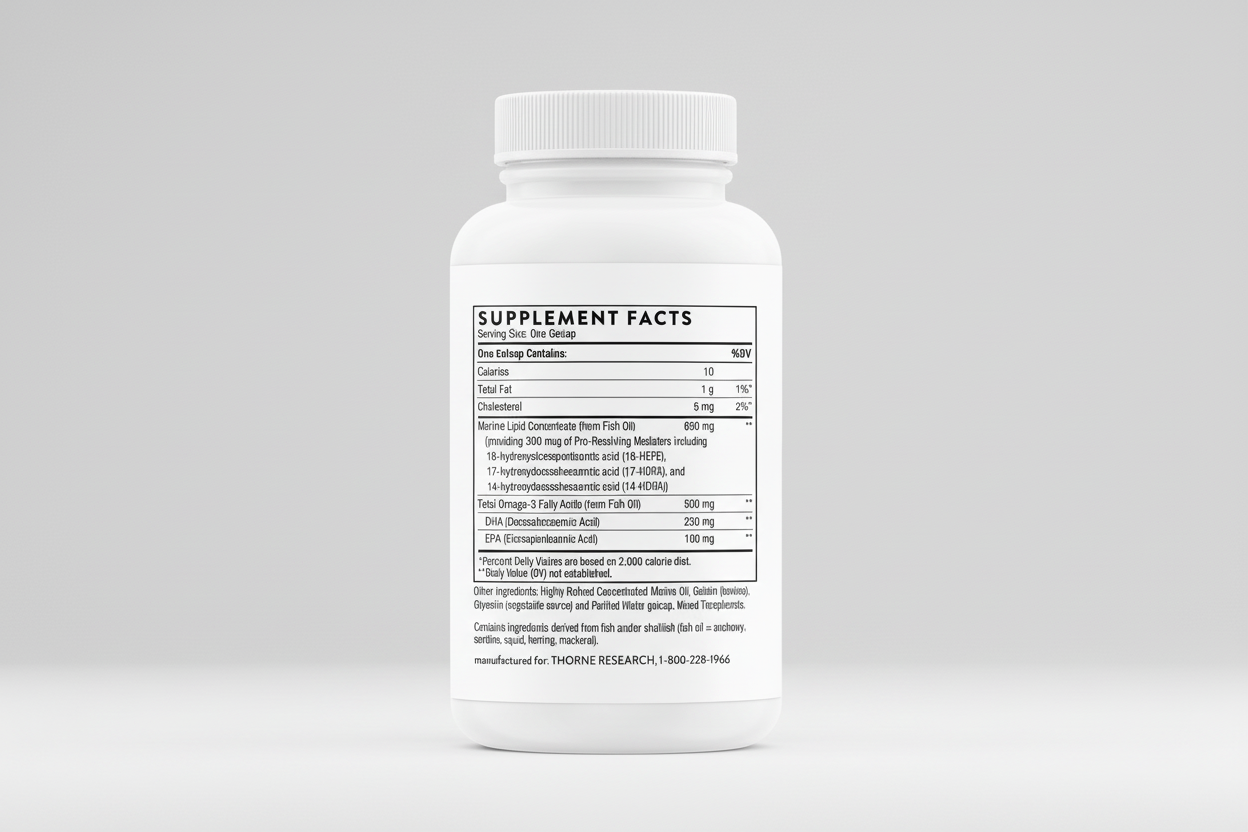 Supplement bottle with label on a white background