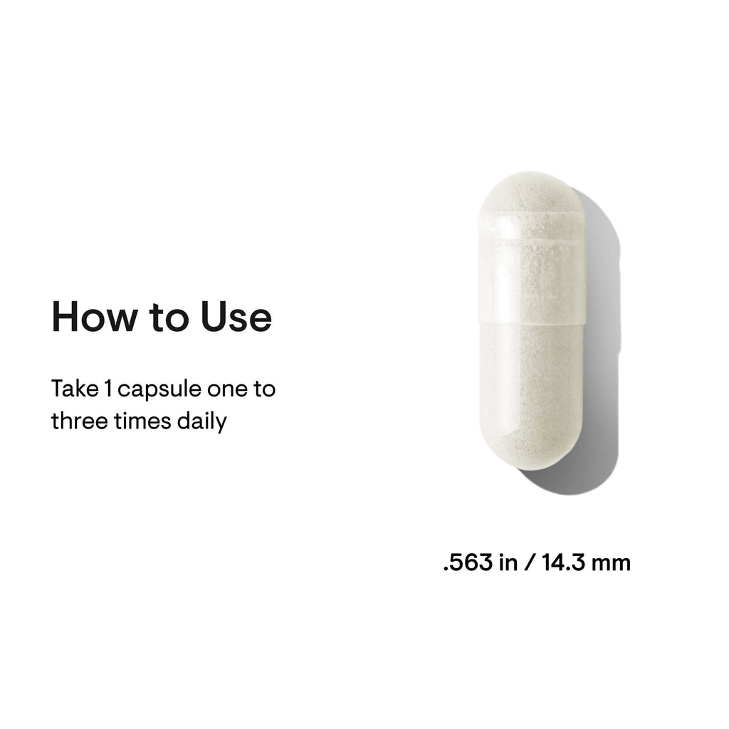 White capsule pill with usage instructions on a white background