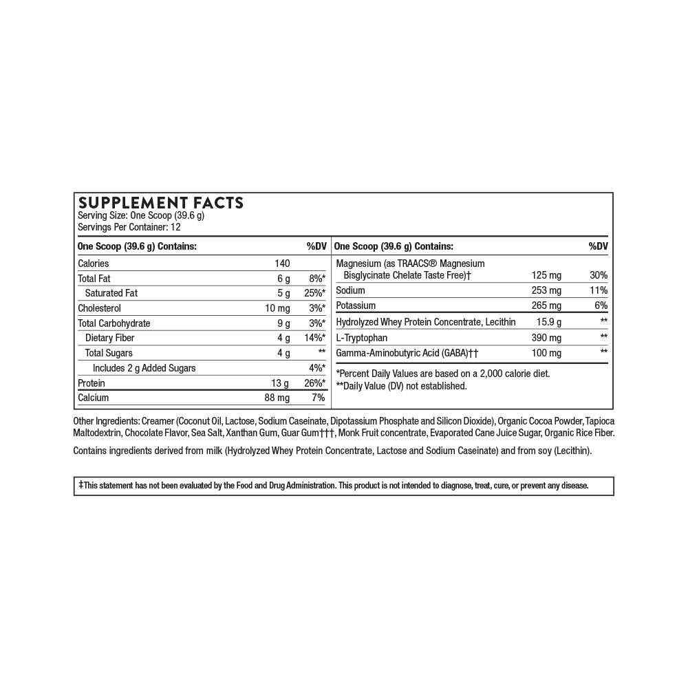 Supplement facts label on a white background