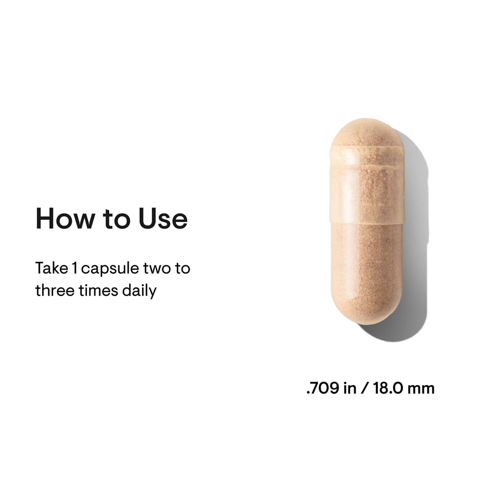 Capsule pill with usage instructions on a white background