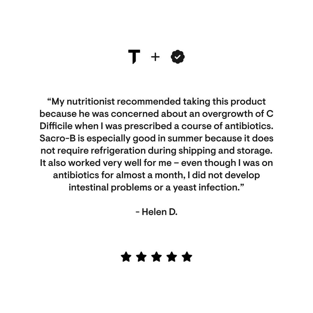 Product review text on a white background with a black and white logo at the top.