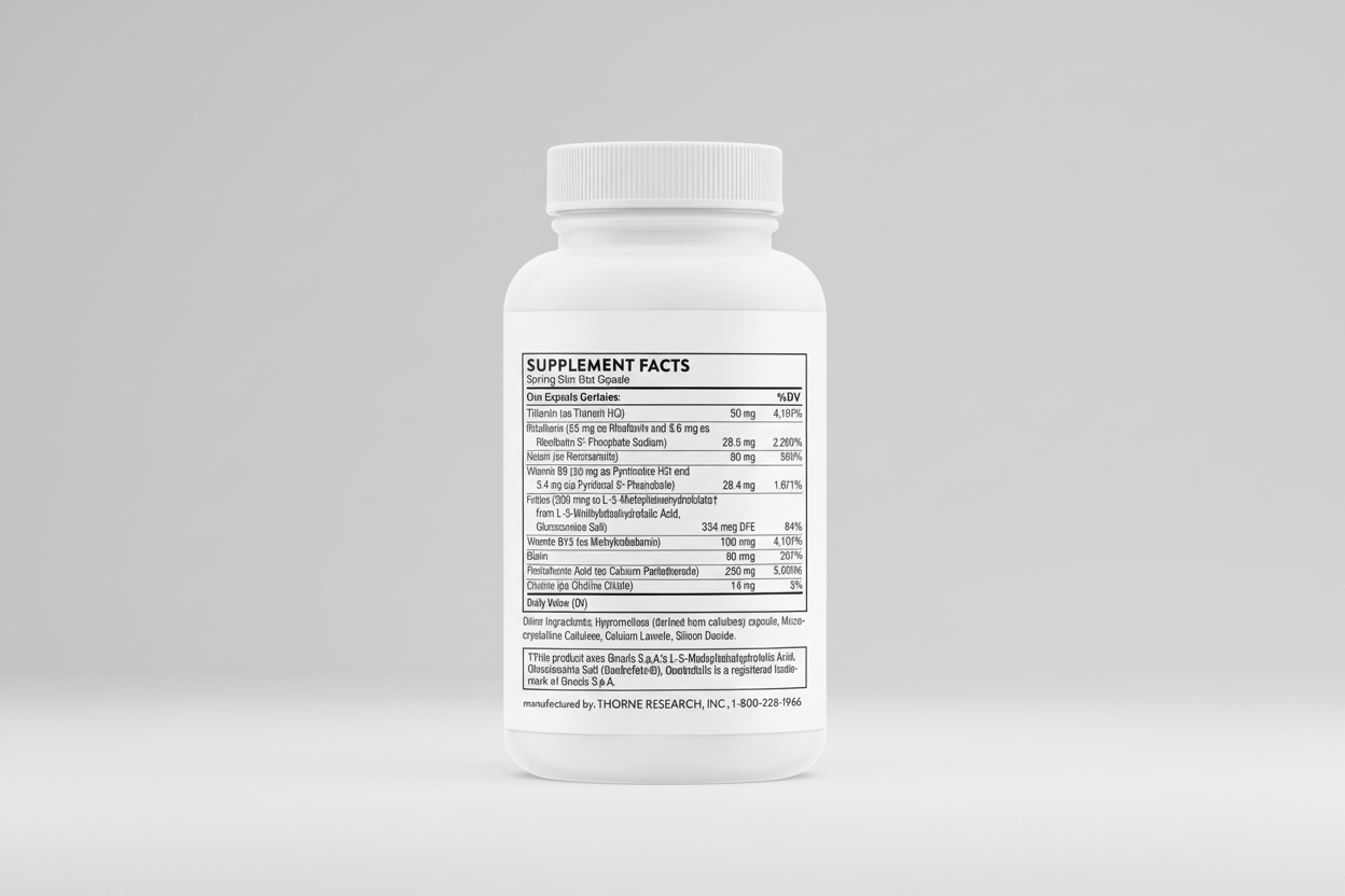 Supplement bottle with label on a black background