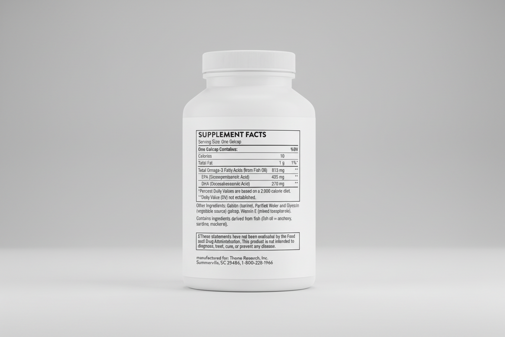 Supplement bottle with label on a white background