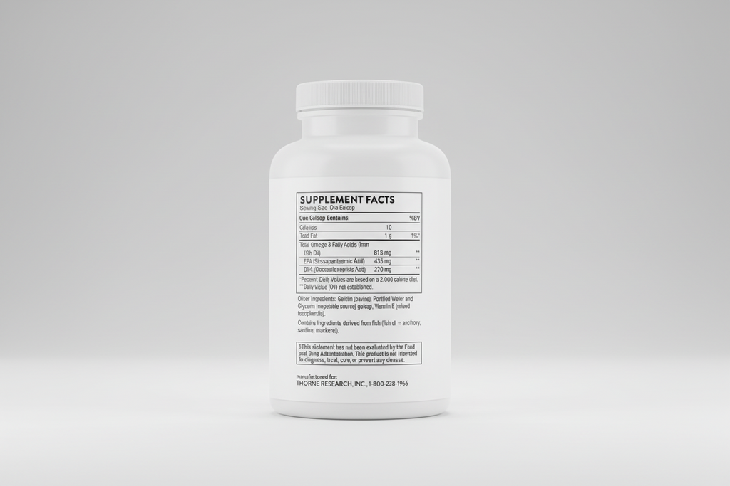 Supplement bottle with label on a white background