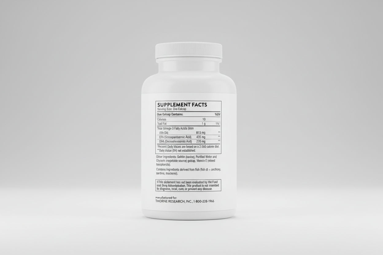 Supplement bottle with label on a white background