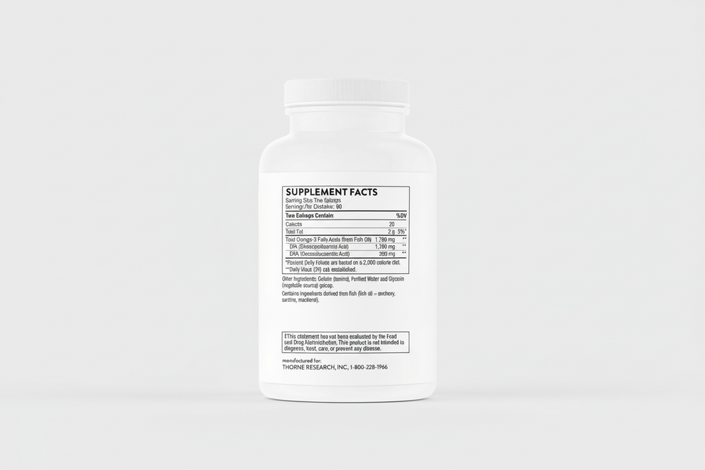 Supplement bottle with label on a white background
