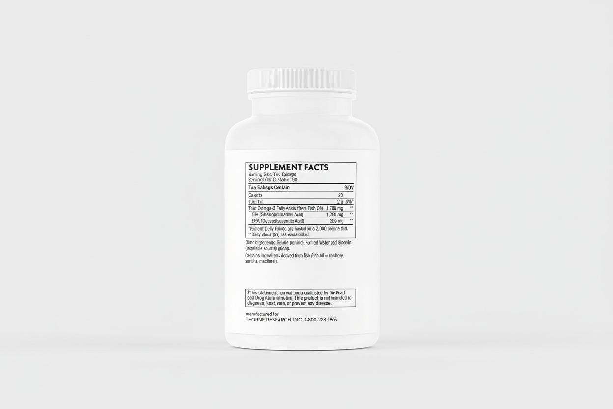 Supplement bottle with label on a white background
