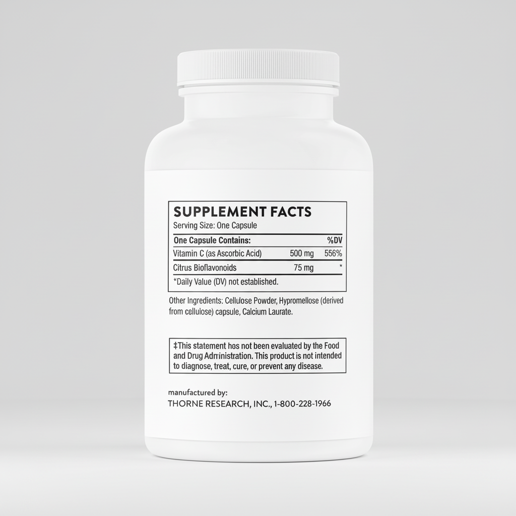 Supplement bottle with label on a white background