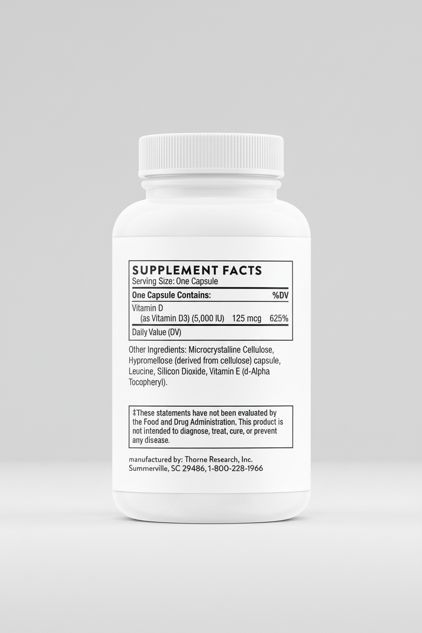 Supplement bottle with label on a white background