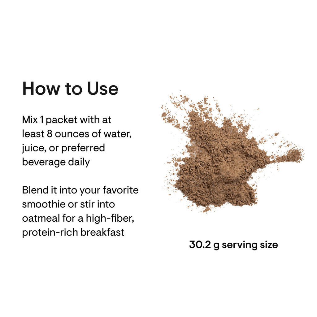 Instructions on how to use a powder product with a serving size displayed.