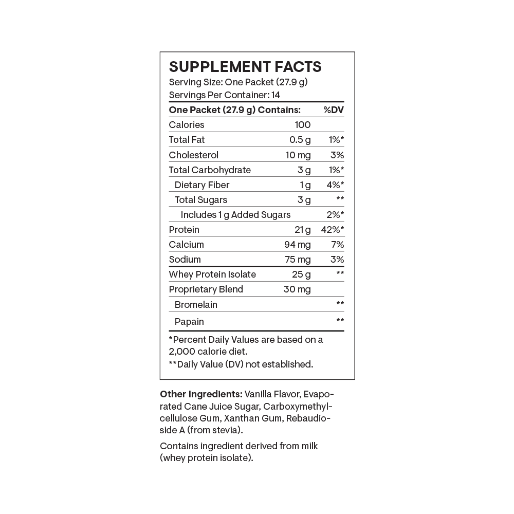 Supplement facts label on a white background