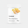 Thorne Women's Daily Probiotic supplement container on a black background