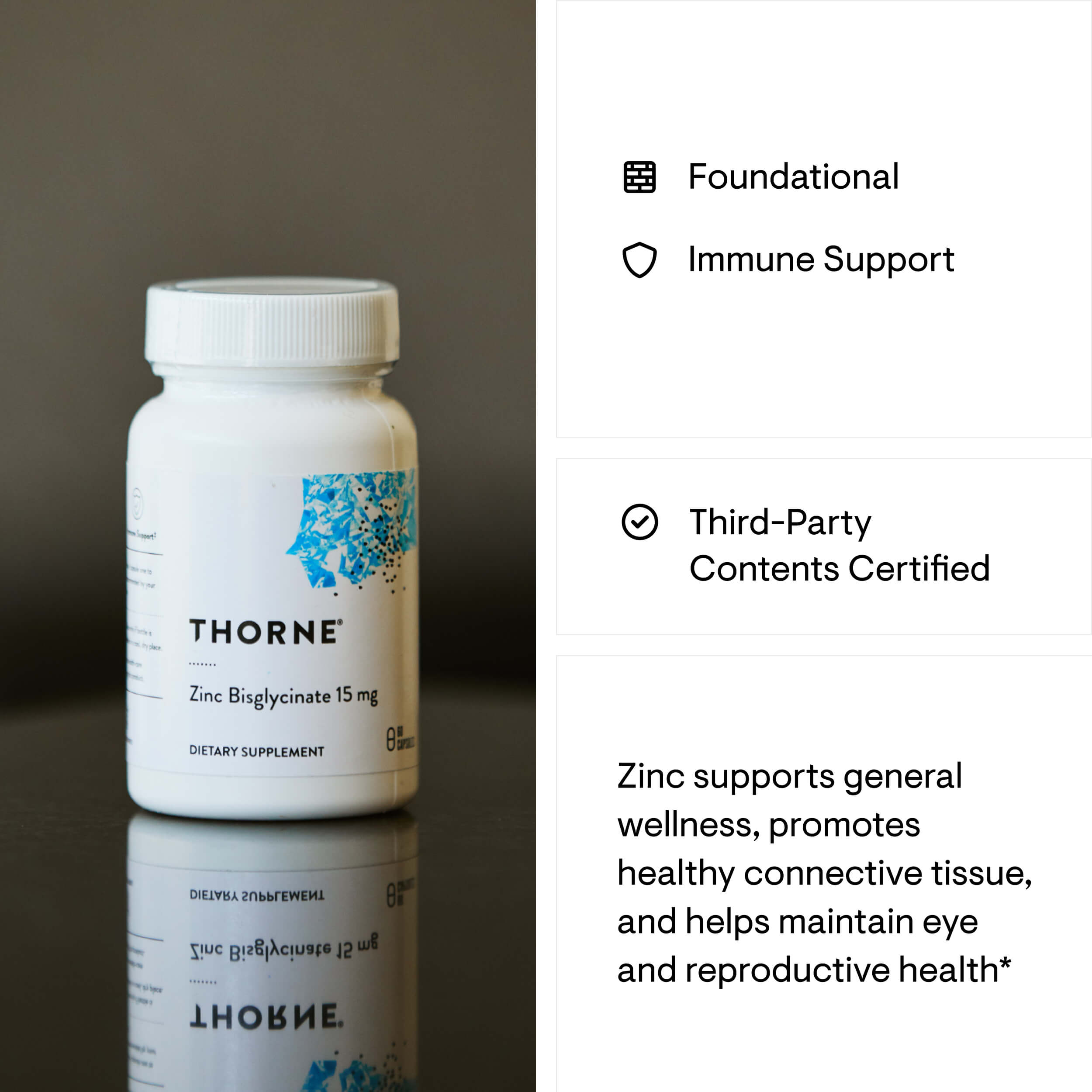 Thorne Zinc Bisglycinate 15 mg - 60 Capsules