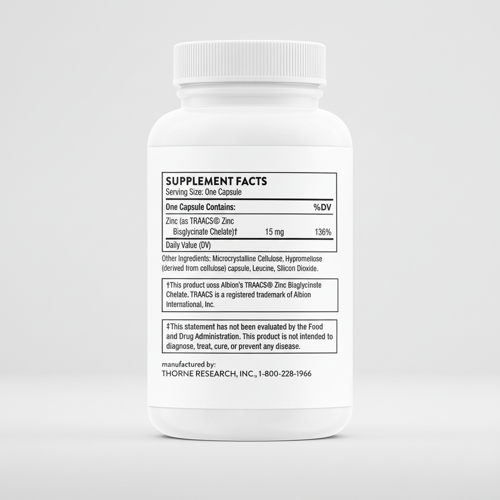 Supplement bottle with label on a white background