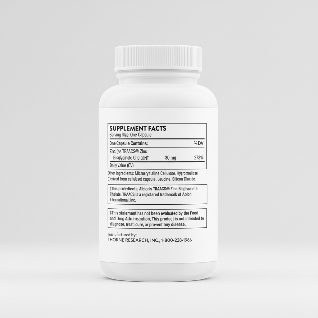 Supplement bottle with label on a white background