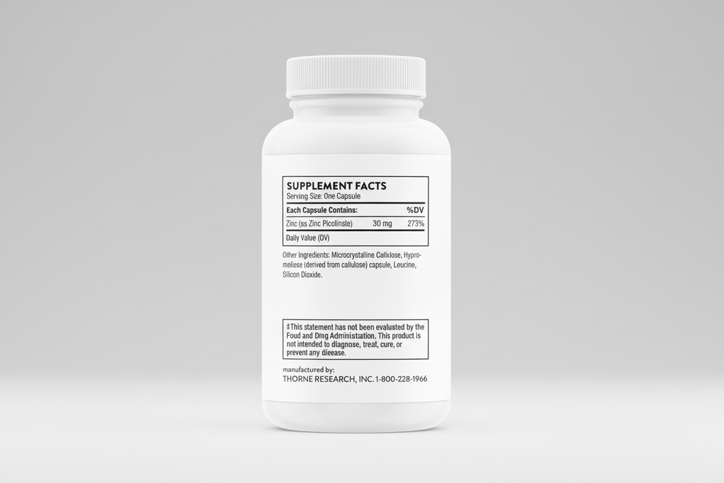 Supplement bottle with label on a white background