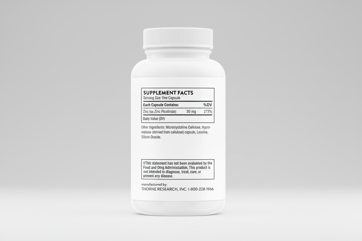 Supplement bottle with label on a white background