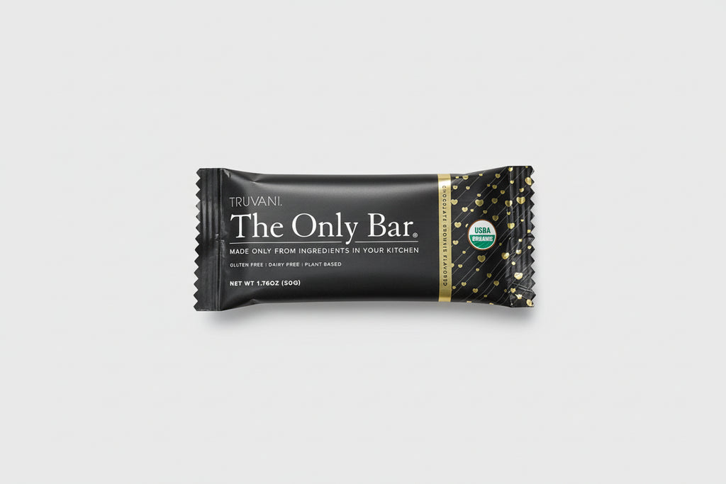 Truvani The Only Bar packaging with brownies in the background