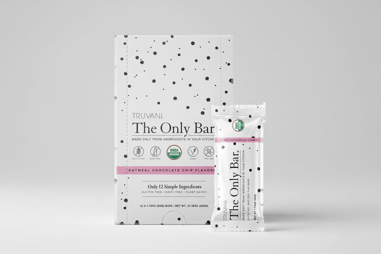 Truvani The Only Bar packaging with polka dot design on a white background