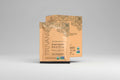Truvani plant-based protein powder package with decorative elements on a white background