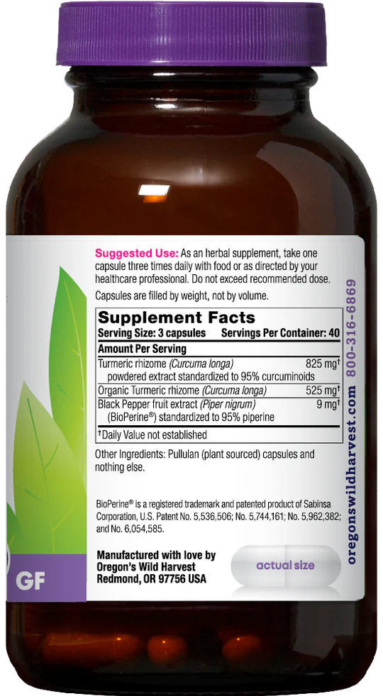Oregon's Wild Harvest Turmeric 120 Capsules