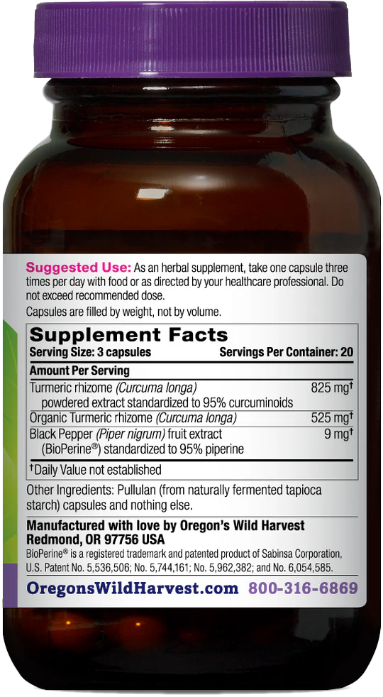 Oregon's Wild Harvest Turmeric 60 Capsules
