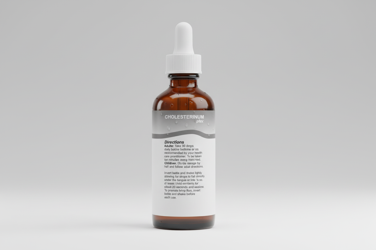 Directions for Cholesterinum plex on a white background