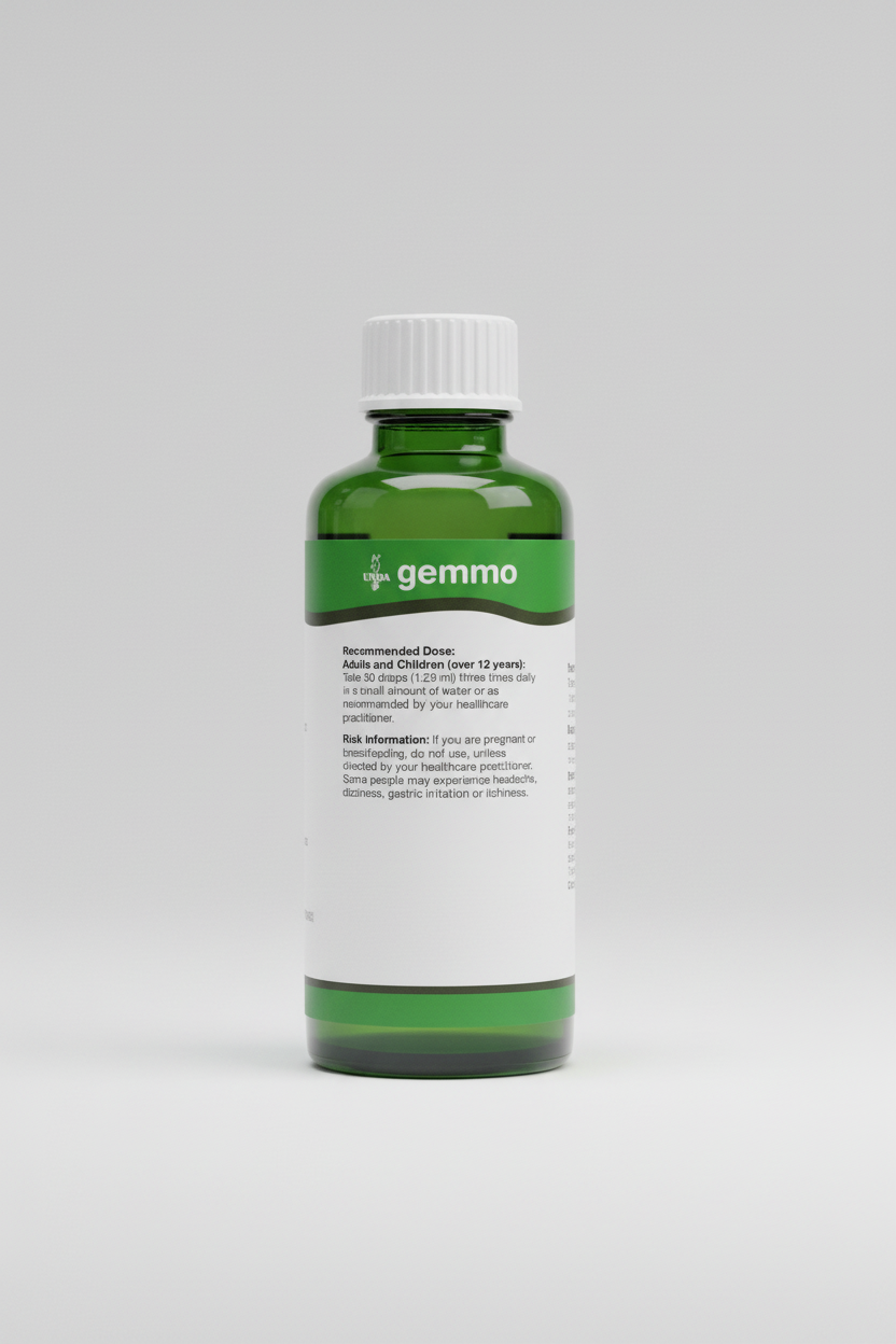 Gemma supplement packaging with green and white design