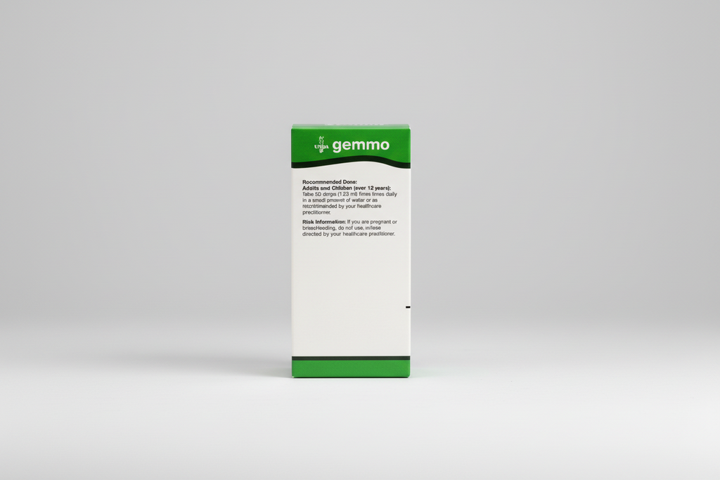 Gemmo UNDA supplement packaging with recommended dose and risk information.