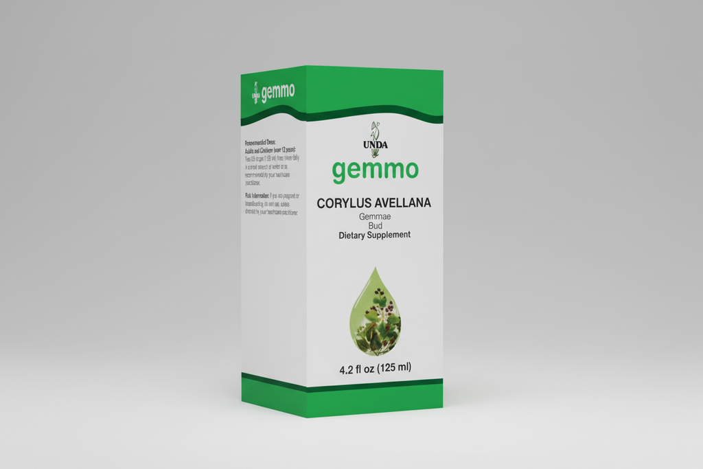 Gemma dietary supplement packaging with UNDA branding on a white background