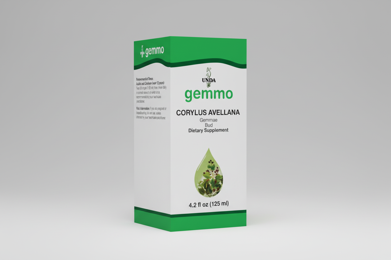 Gemma dietary supplement packaging with UNDA branding on a white background