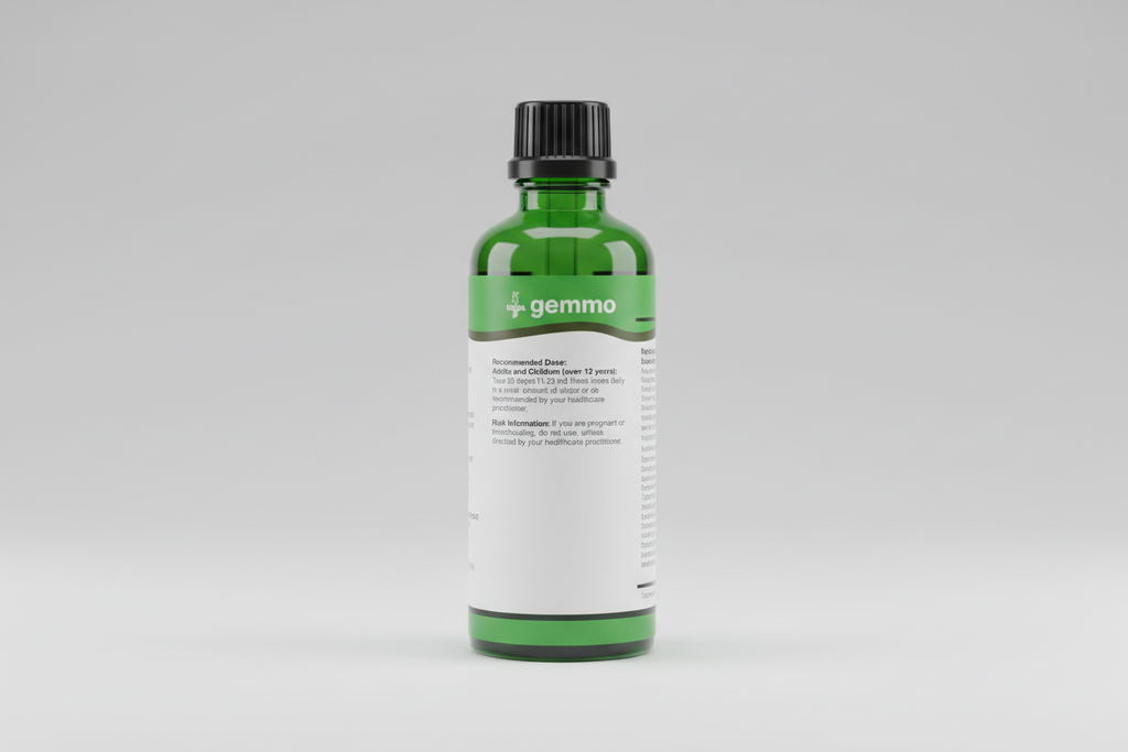 Gemma UNDA supplement label with recommended dose and risk information.