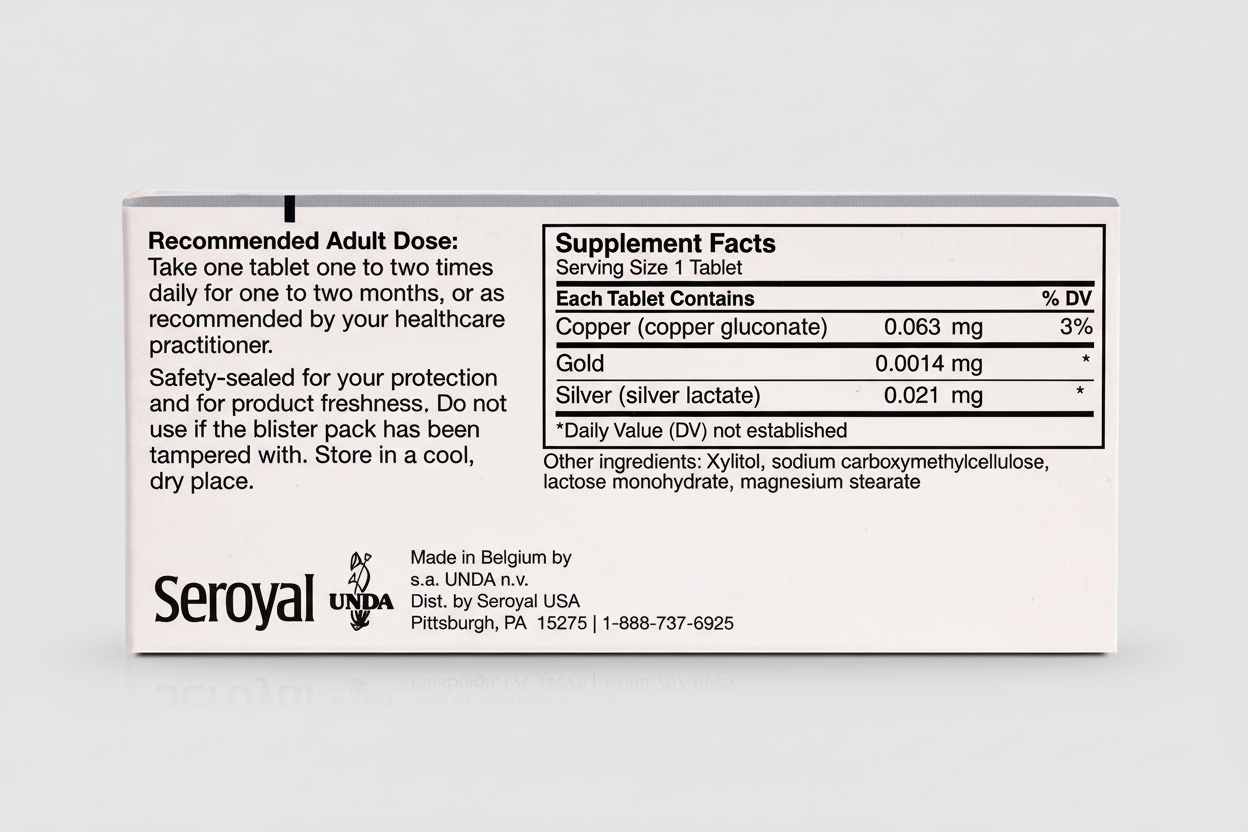 Supplement label with Seroyan branding and nutritional information.