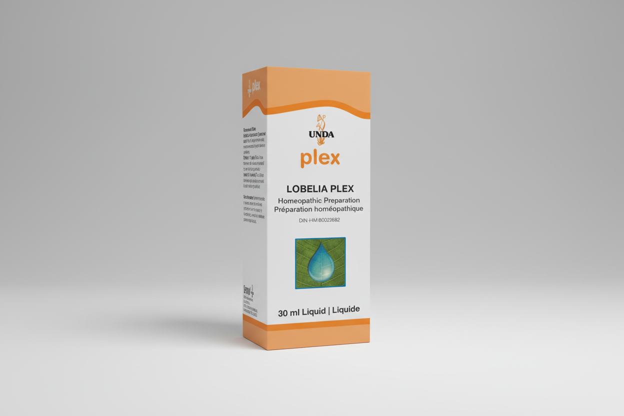 Lobelia plex supplement bottle with Unida branding on a white background