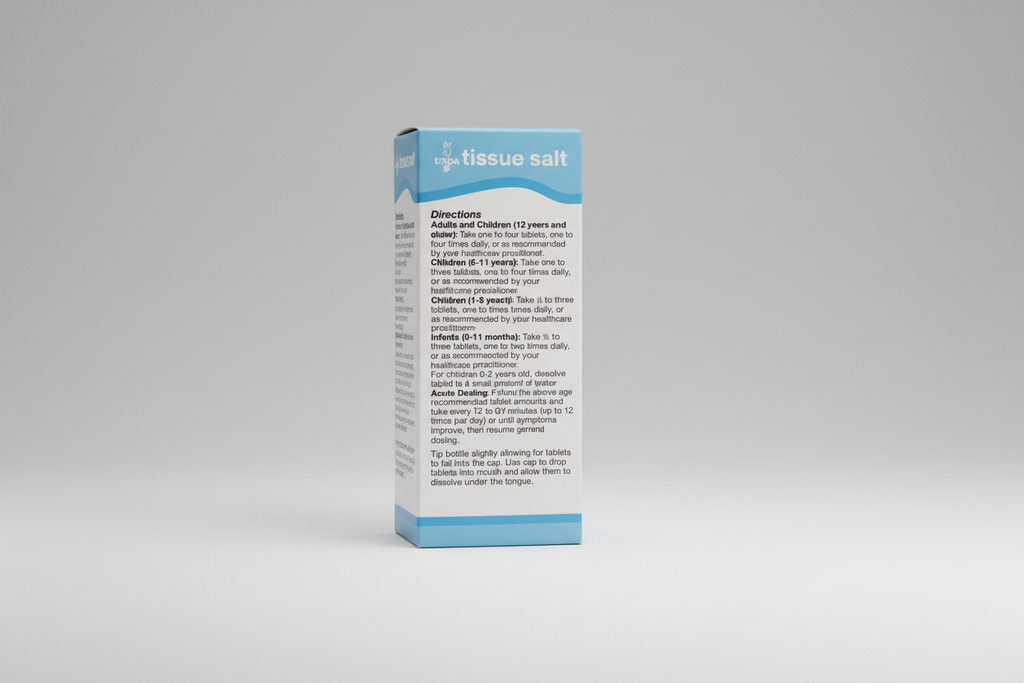 Box of UNDA tissue salt with directions on a white background