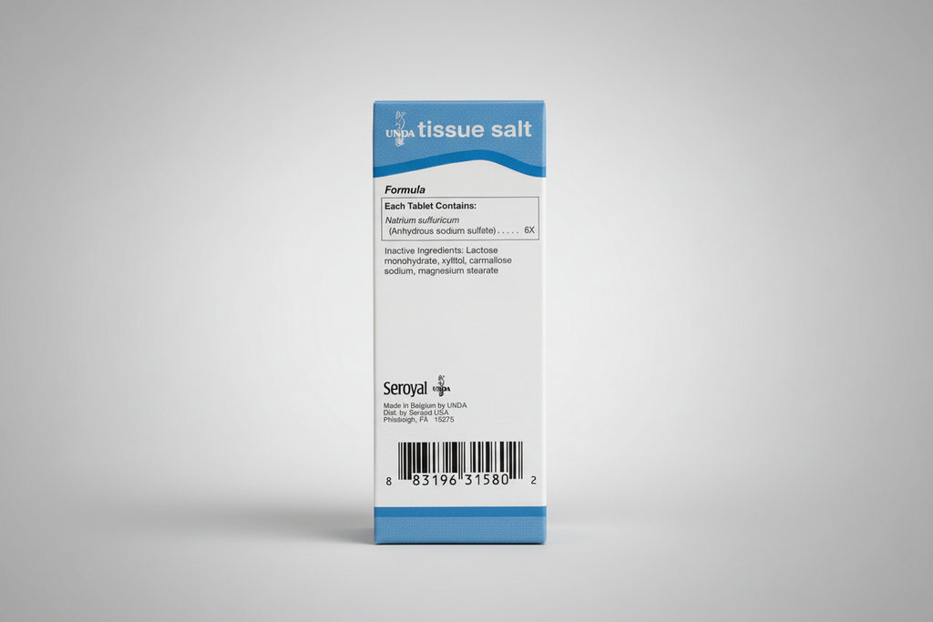 Box of UNDA tissue salt with label and Seroyan branding