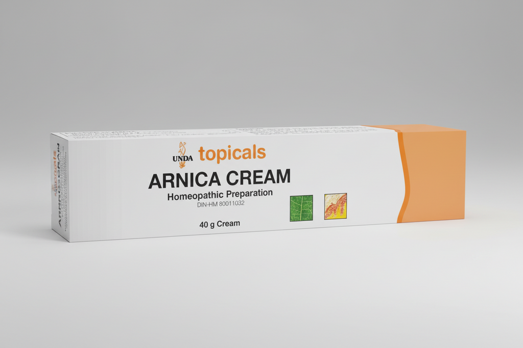 Box of UNDA topicals Arnica Cream on a white background