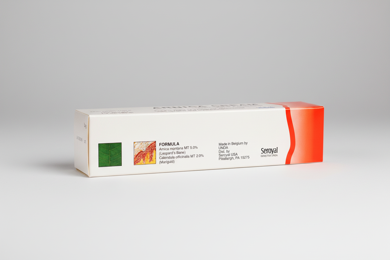 Seroial cream packaging with branding and product details.