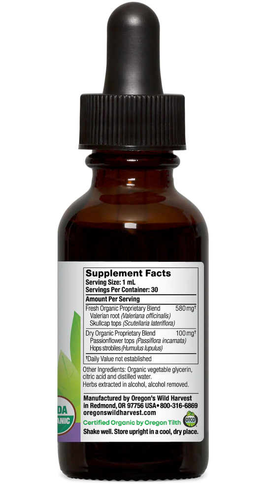 Oregon's Wild Harvest Valerian Hops Organic Alcohol-Free Extract 1 oz