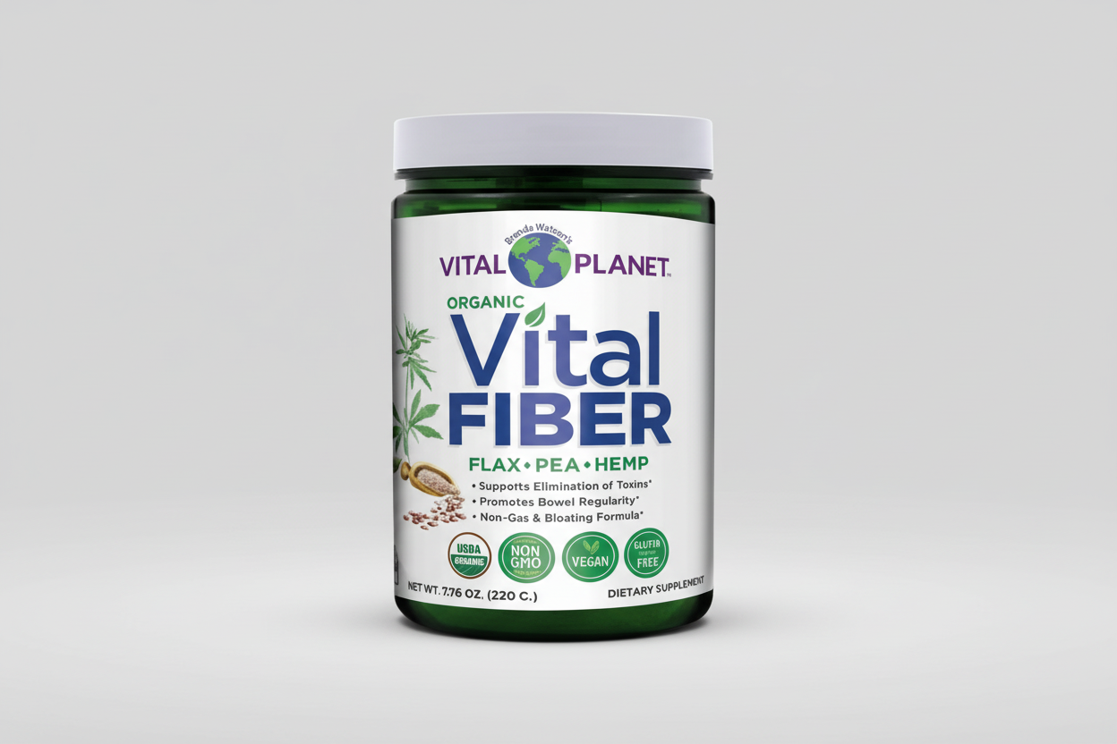 Vital Planet Vital Fiber supplement container on a white background