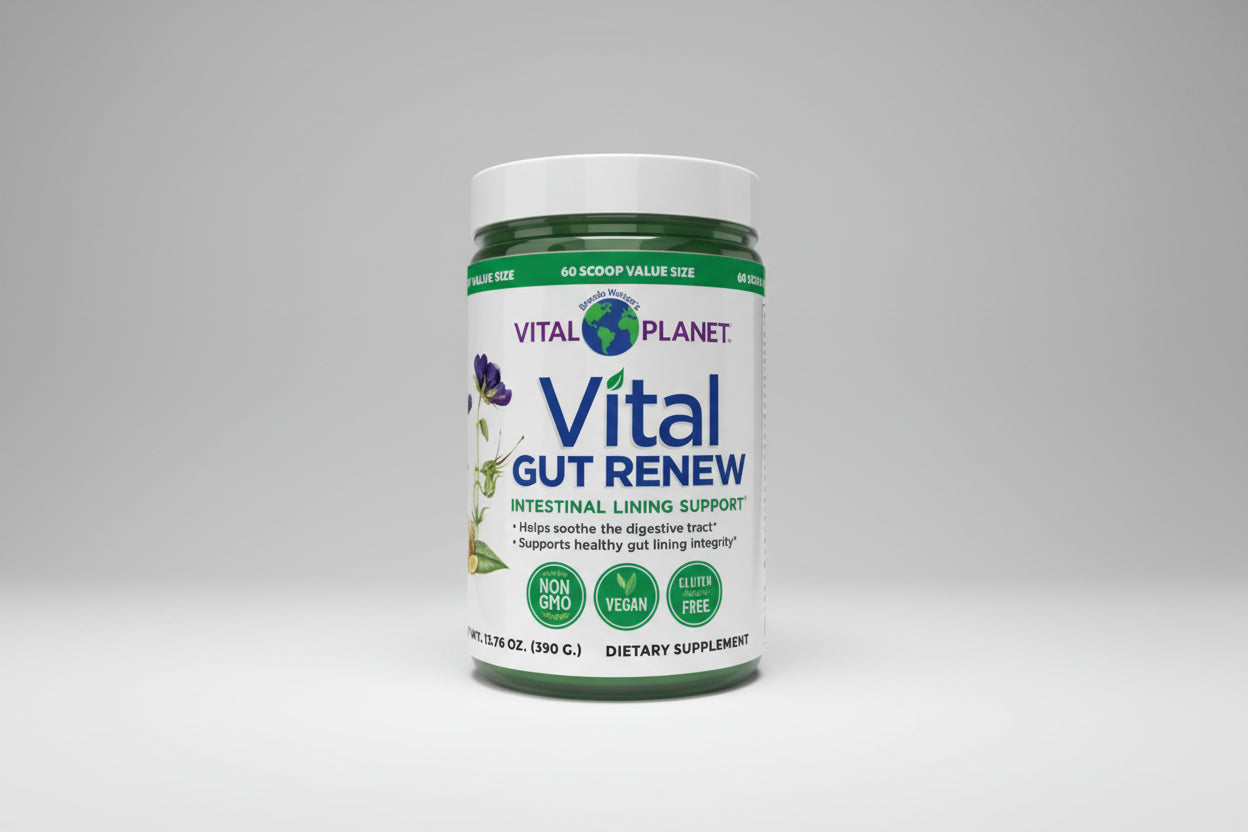 Vital Planet Gut Renew supplement jar on a white background