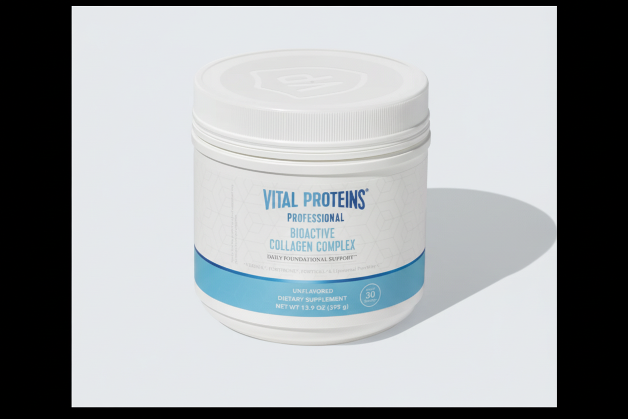 Vital Proteins collagen complex supplement jar on a white background