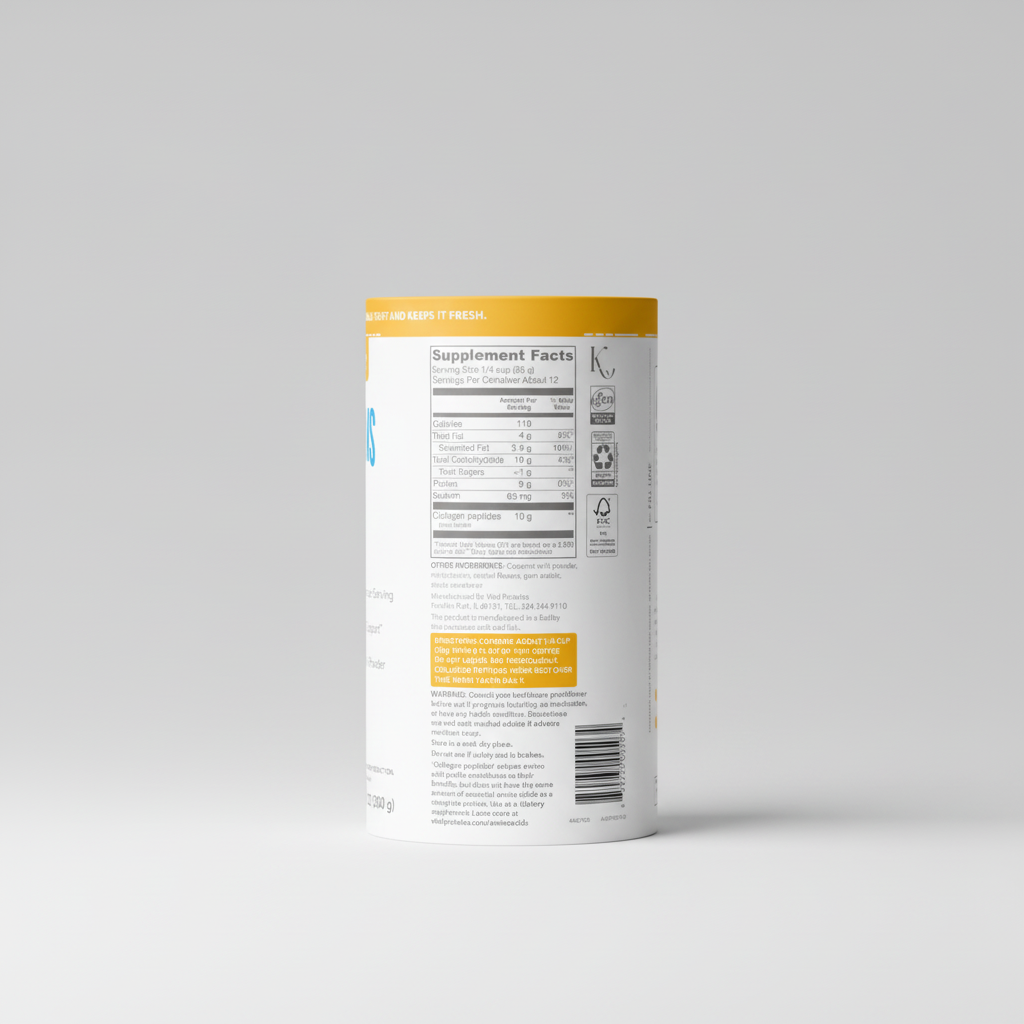 Supplement facts label on a white background